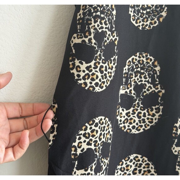 Emery Rose Dress Plus Sz 2XL Leopard Skull Print Cap Sleeve Black Split Neck - Picture 7 of 8